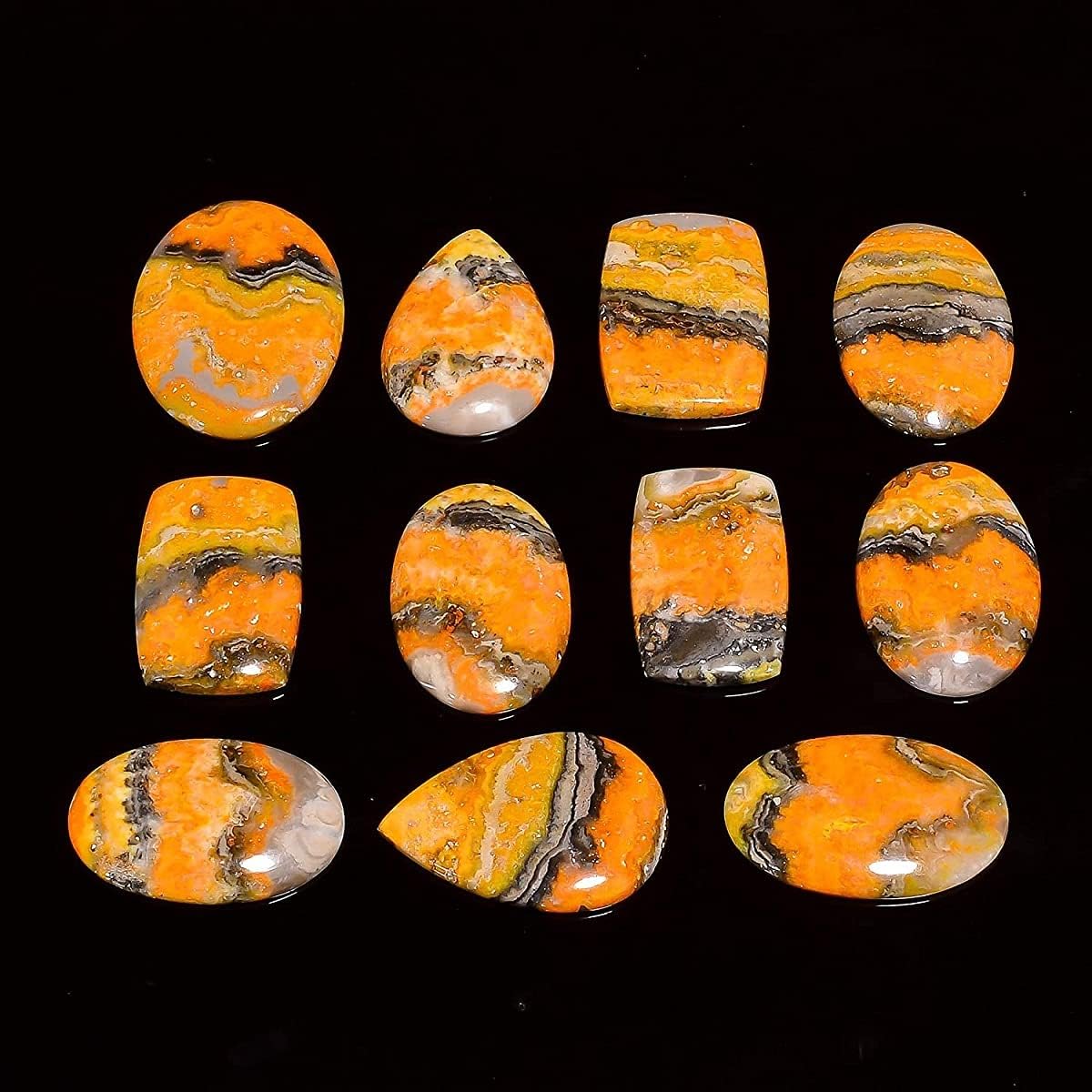 Lovers Point 100Cts Natural Bumble Bee Gemstone Wholesale Cabochons Lot, Jewelry Making Loose Gemstone, Polished Home Decor Specimen, DIY, Wire Wrapping, Reiki, Healing Crystals, Bulk Gemstone Deal