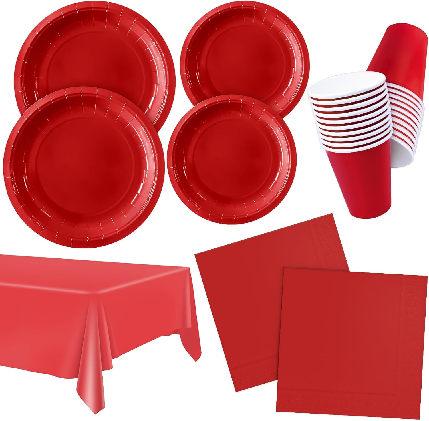 Solid Color Green Party Paper Plates Napkins and Cups Set Disposable Table Cover Serve 25 for Everyday Tableware