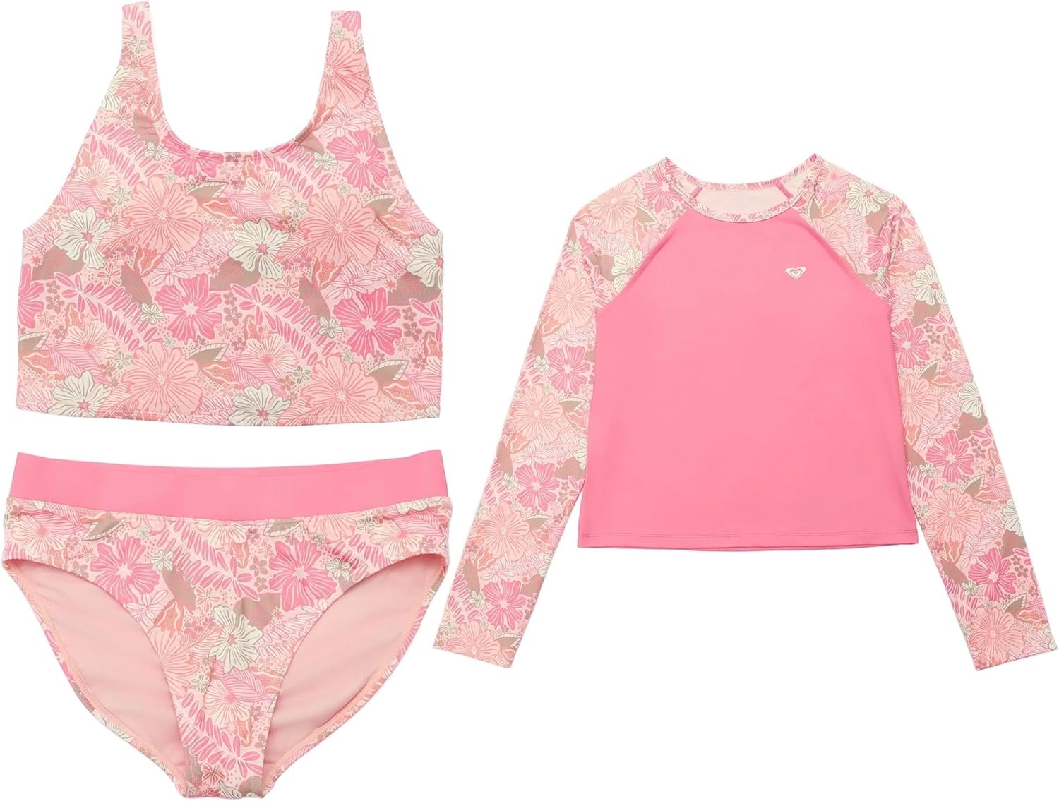 Roxy Girls 3 Piece Rash Guard Bikini Set