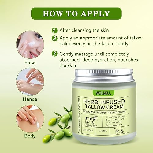 Vista 15 de Sarga de ternera y bálsamo de miel para la piel, hidratante totalmente natural que hidrata y nutre la piel, mezcla de sargo de carne alimentada