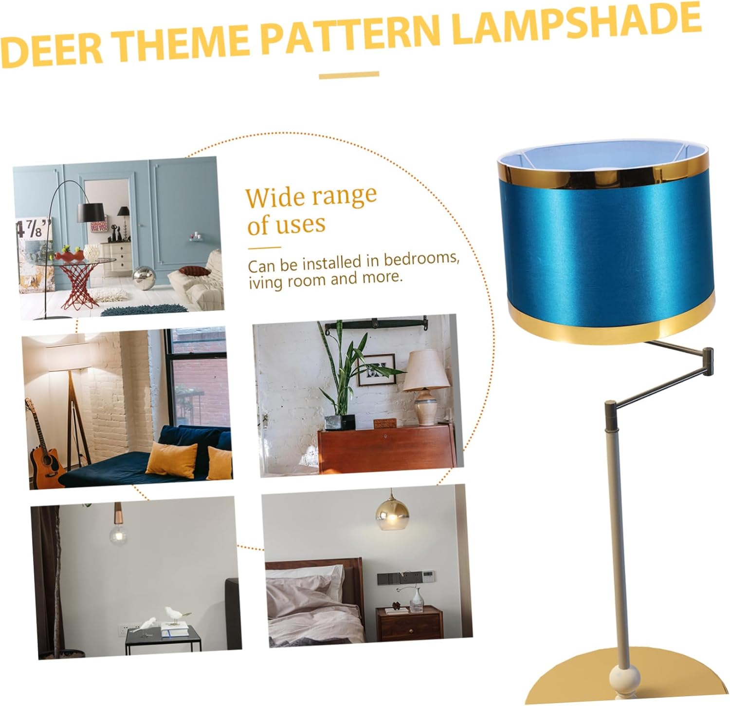 DOITOOL Large Drum Lamp Shade in Linen Table and Floor Lamp Replacement Modern Design Diffuser 25cm Diameter x 19cm Height Blue