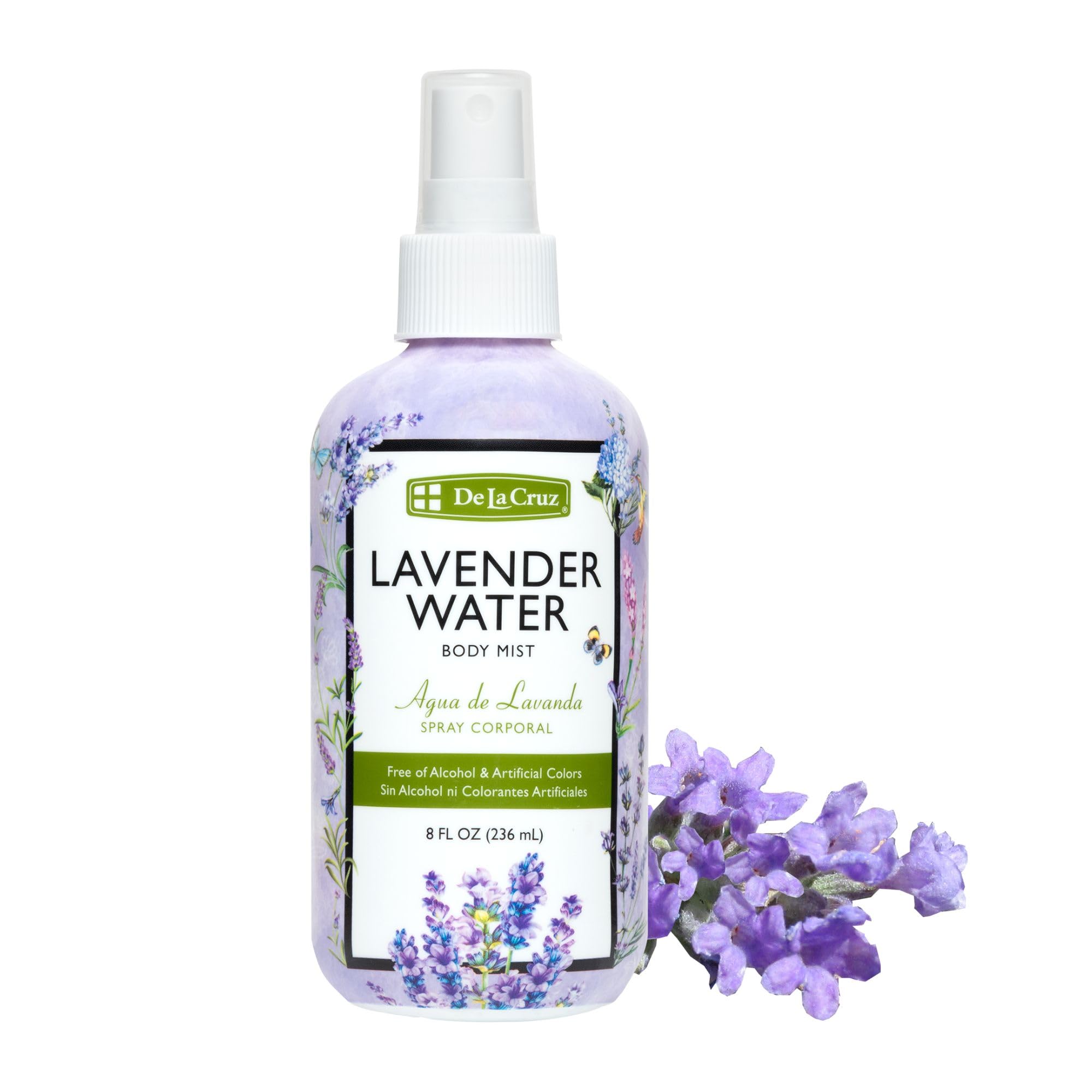 Lavender Water Body Mist - Spray de lavanda con aceite esencial de lavanda puro, 8 onzas líquidas (8.0 fl oz)