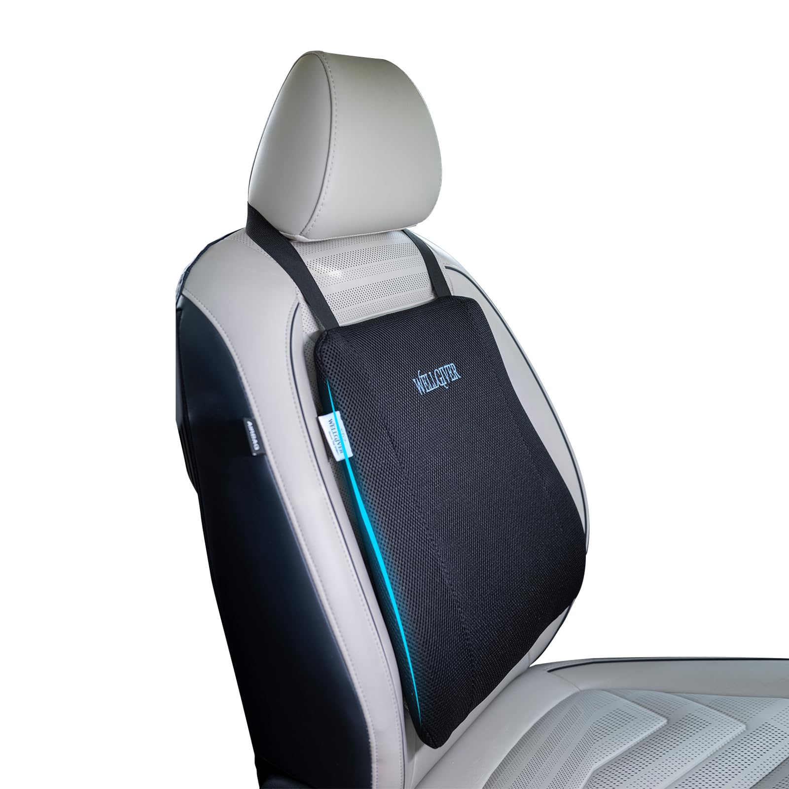 WELLGIVERCar Backrest Cushion With Memory Foam 2 Years Orthopedic Lumbar Support For Back Pain Relief, Spine Alignment, Comfortable Long Rides - 17 X 14 X 3 Inch