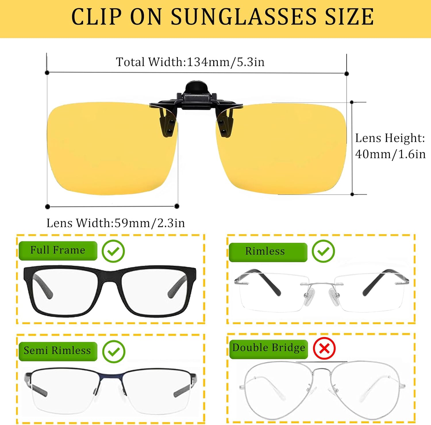 Polarized Clip-on Sunglasses Anti-Glare Driving Glasses for Prescription Glasses - Image 2