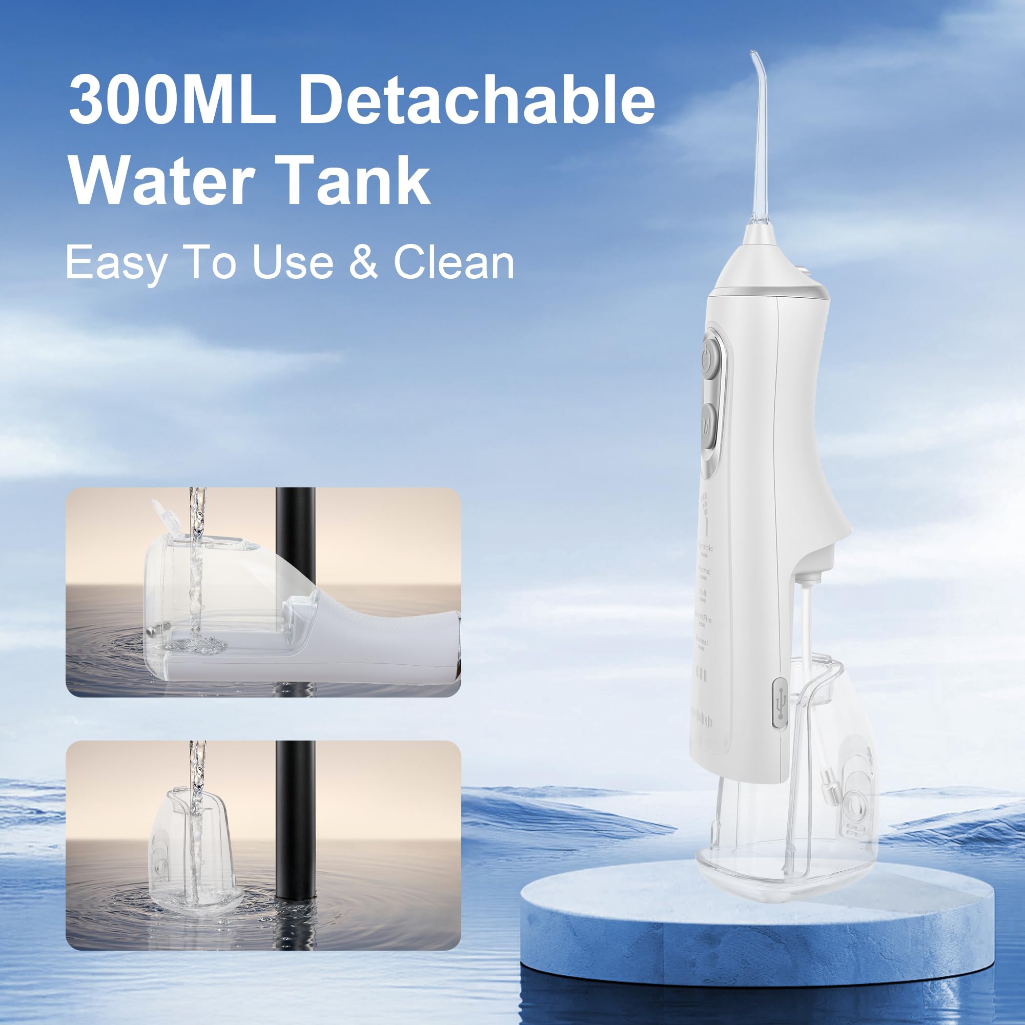 Irrigador dental eléctrico, limpiador bucal de pulsos de agua para la limpieza de dientes y cavidad bucal, herramienta portátil de higiene dental (L15 blanco)