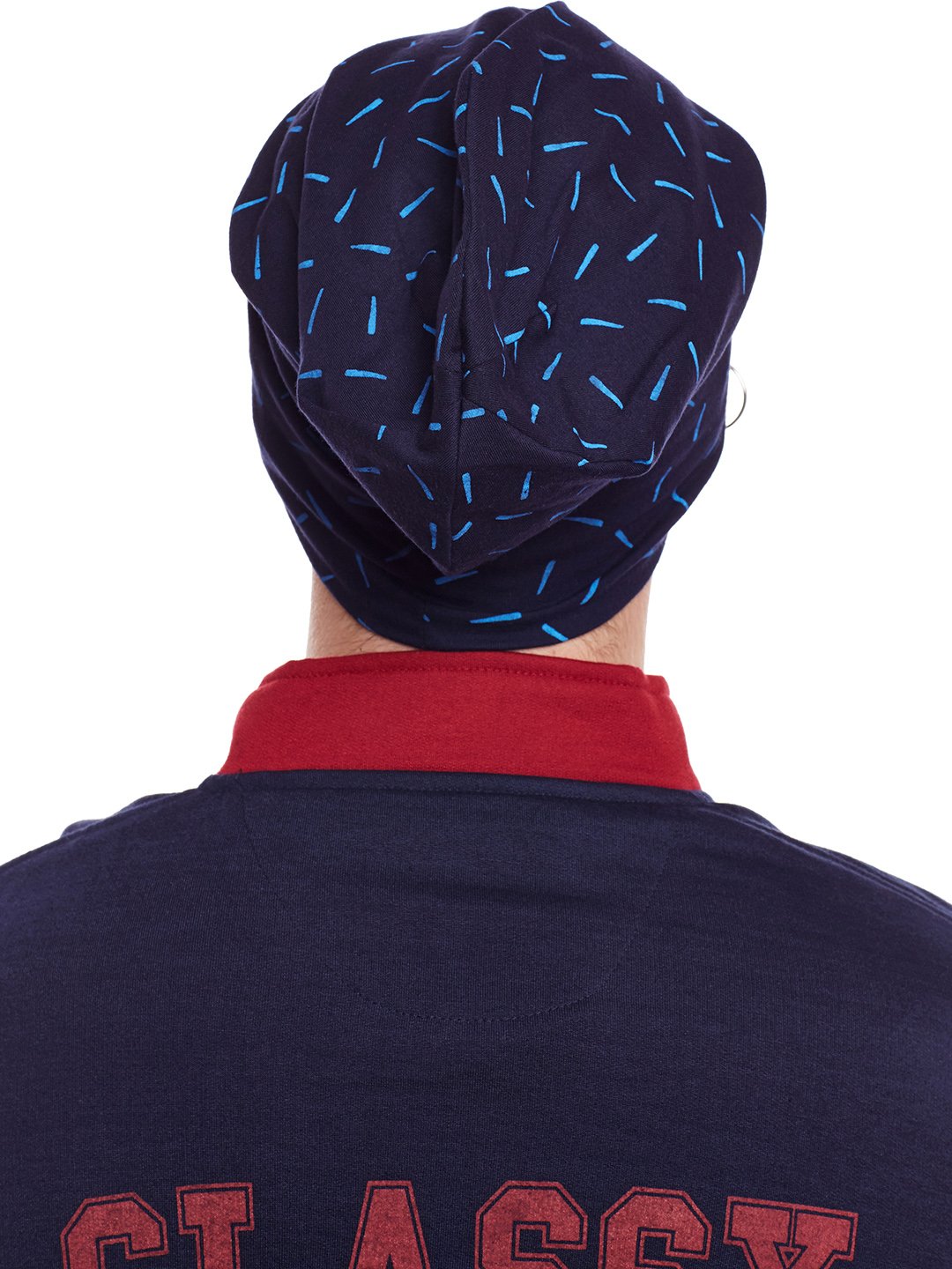 Mack JONNEY Multicolor Cotton Blended Free Size Beanie Cap for Men(Pack of 2)-Ring_Cap_MLG_PRT-No.3-NVY_02-New 1