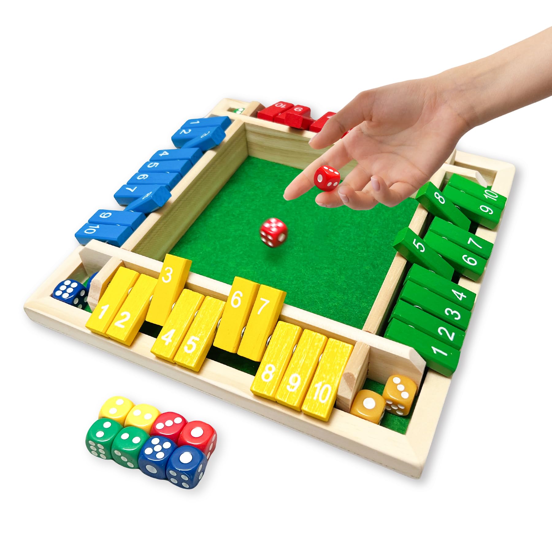 Amazon.com: Shut The Box Game, 4-Player Wooden dice Game with 8