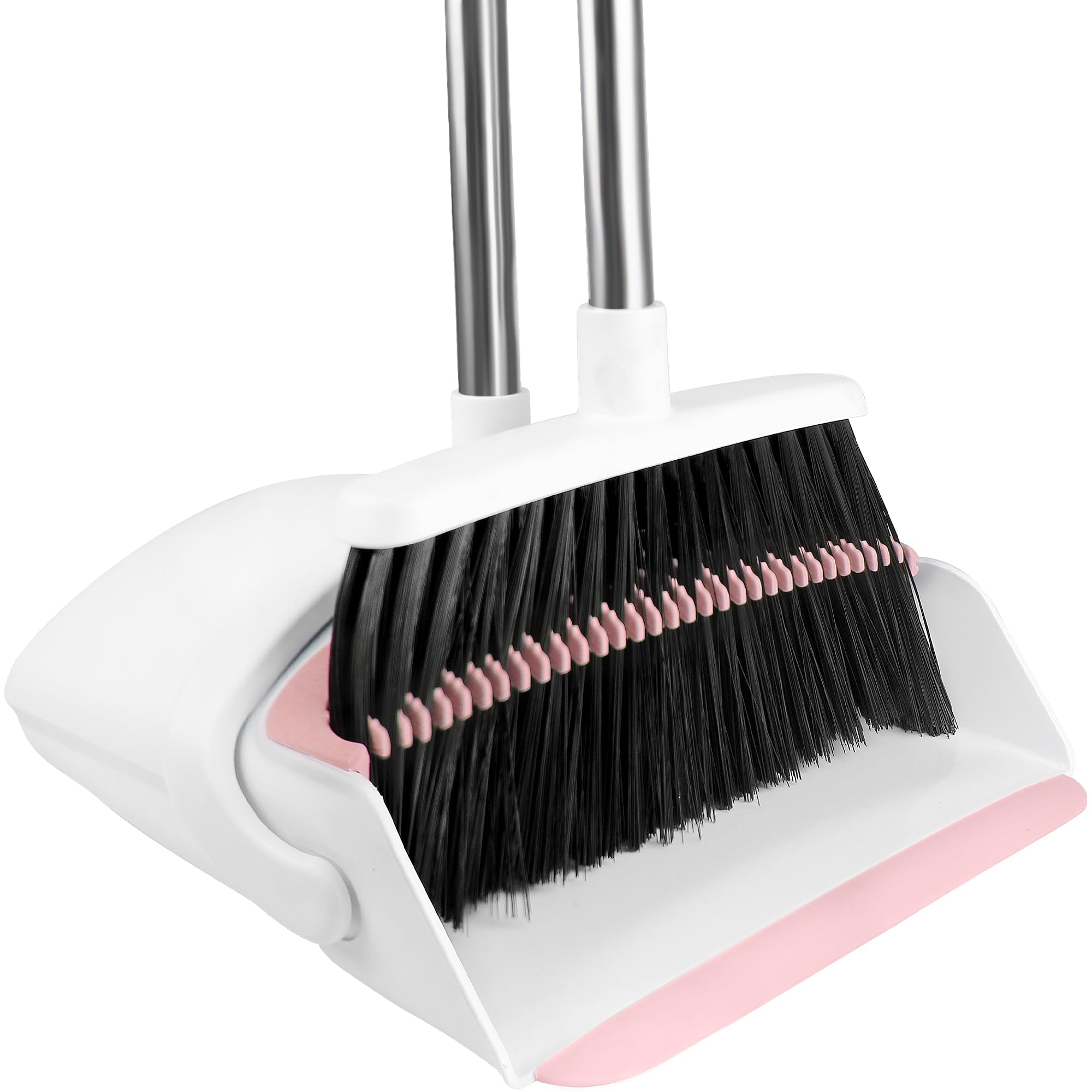 BSKLIN White-Pink Broom with Dustpan Combo Set