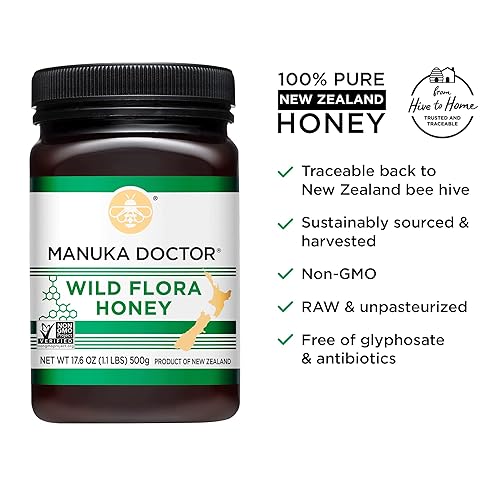 Miniatura 2 de MANUKA DOCTOR - Miel de Manuka Wild Flora, certificada 100% miel pura de Nueva Zelanda. Certificada. Garantizada. Cruda sin OMG (17.6 oz)