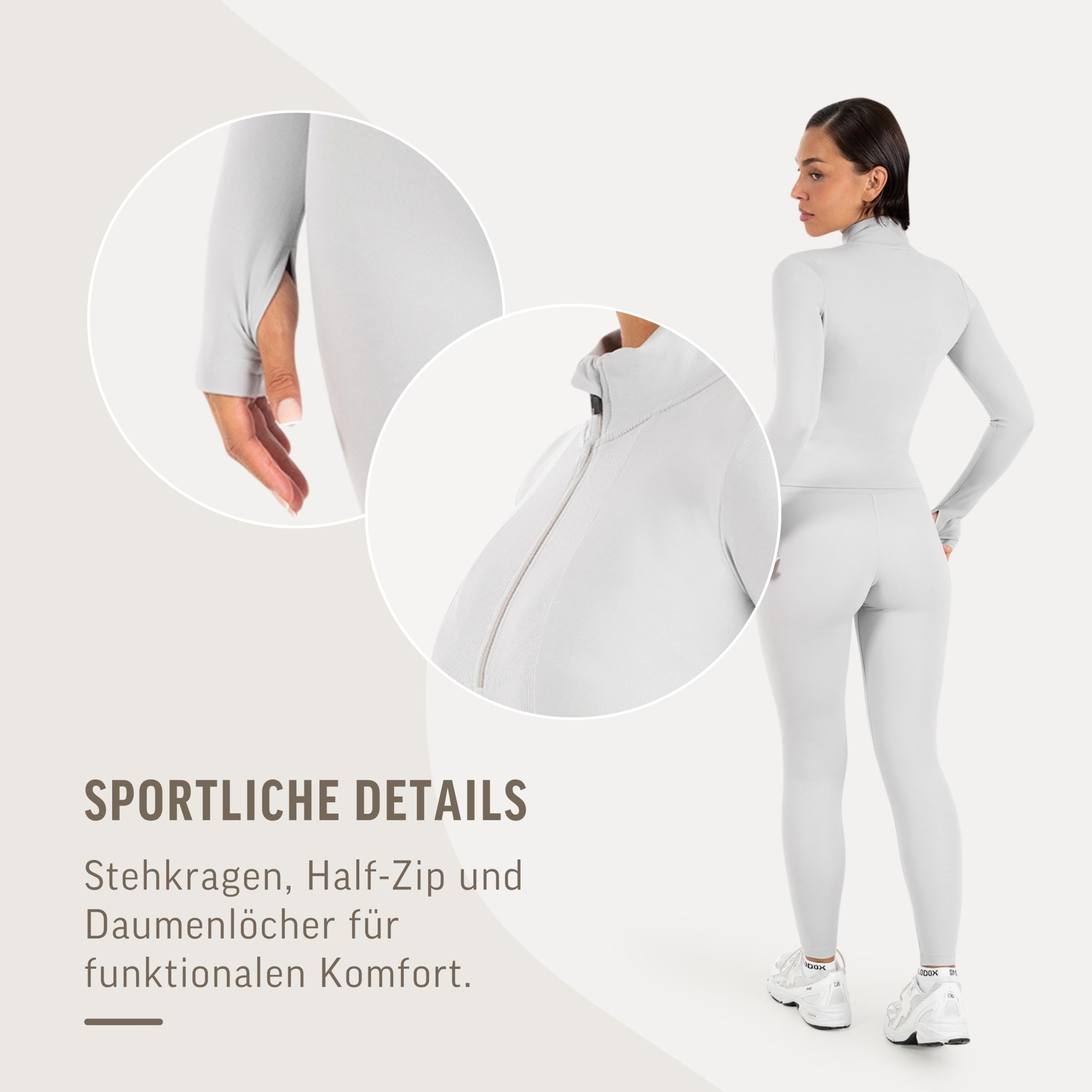 SMILODOX Trainingsjacke Damen Naveya, Half-Zip Sweatjacke Slim Fit mit Stehkragen, Sportkleidung Frauen, Sportoberteil, elastisches Material, geeignet als Laufjacke oder für Gym, Fitness & Freizeit