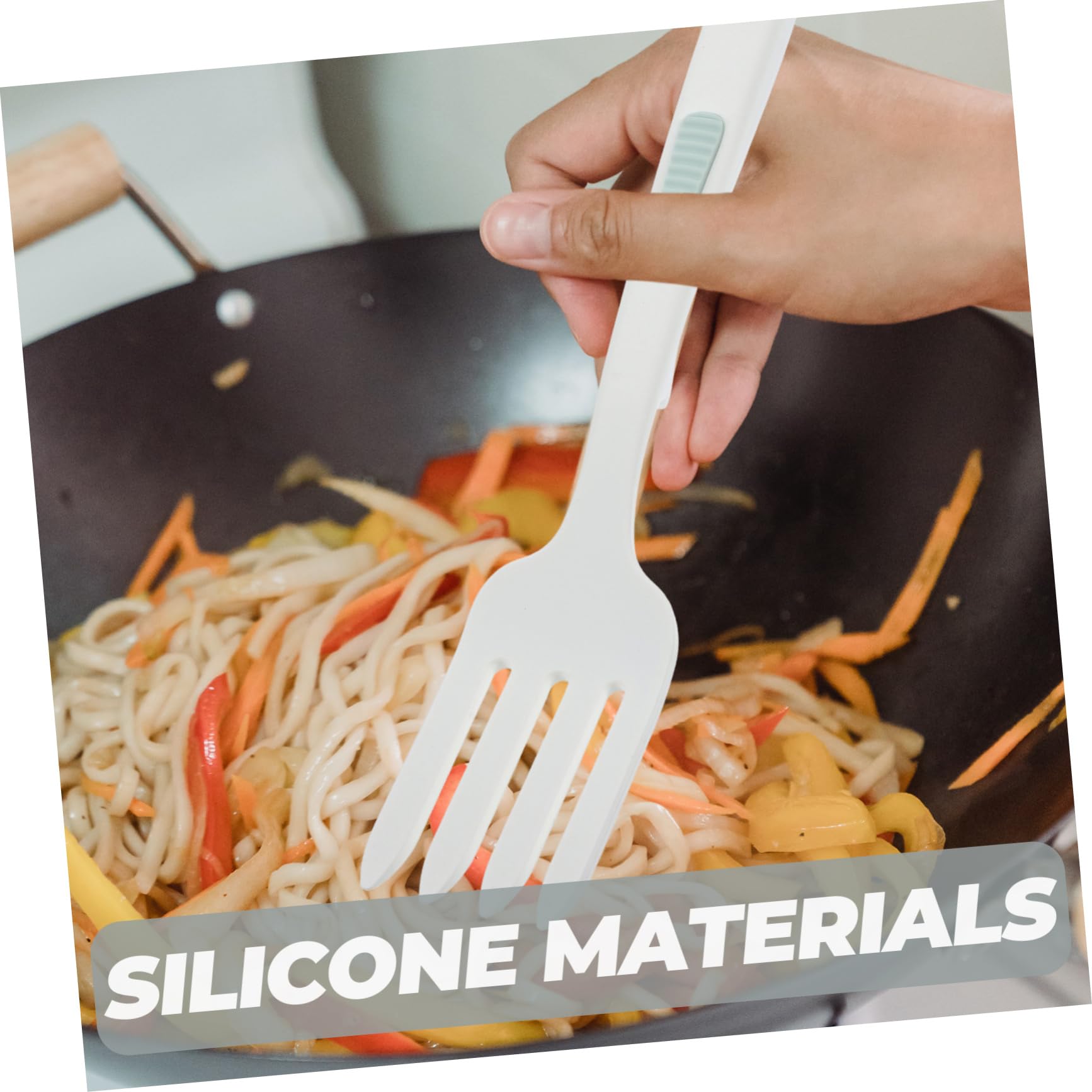 Ciieeo 5 Pièces Fourchette de Cuisine Silicone Flexible Antiadhésive Ustensile Pratique pour Pâtes et Salades Outil de Cuisine Réutilisable Pure