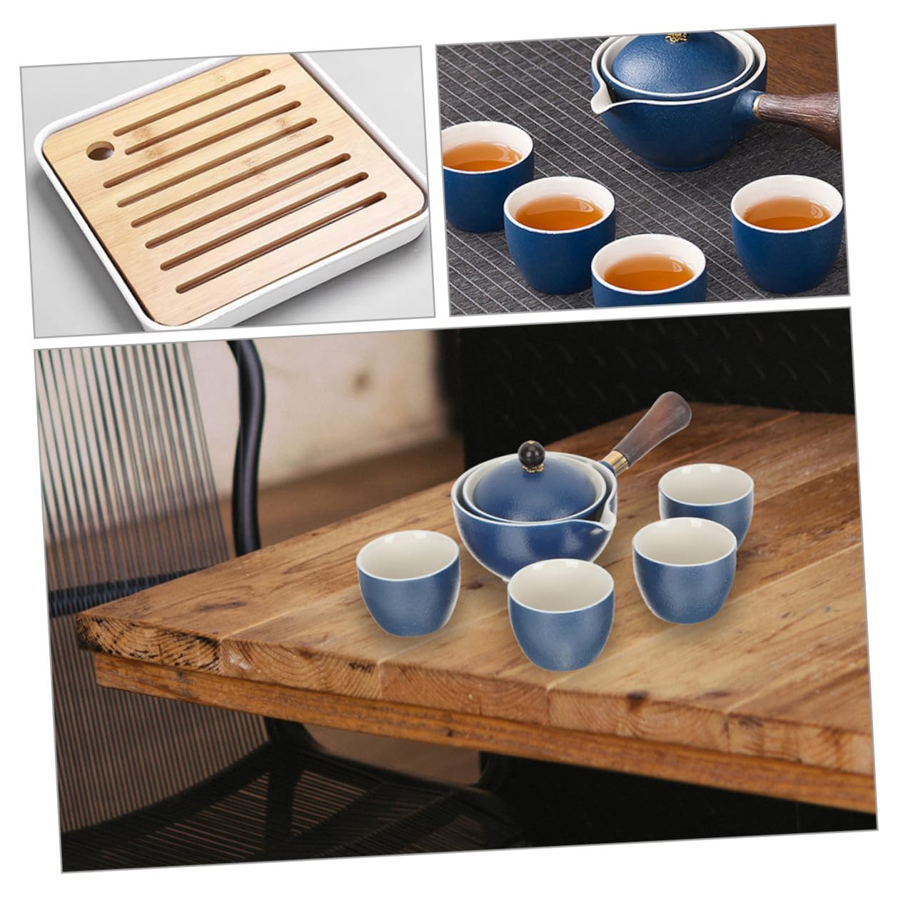 Keramik Teekanne mit Seitengriff 160ml Blau, Chinesisch