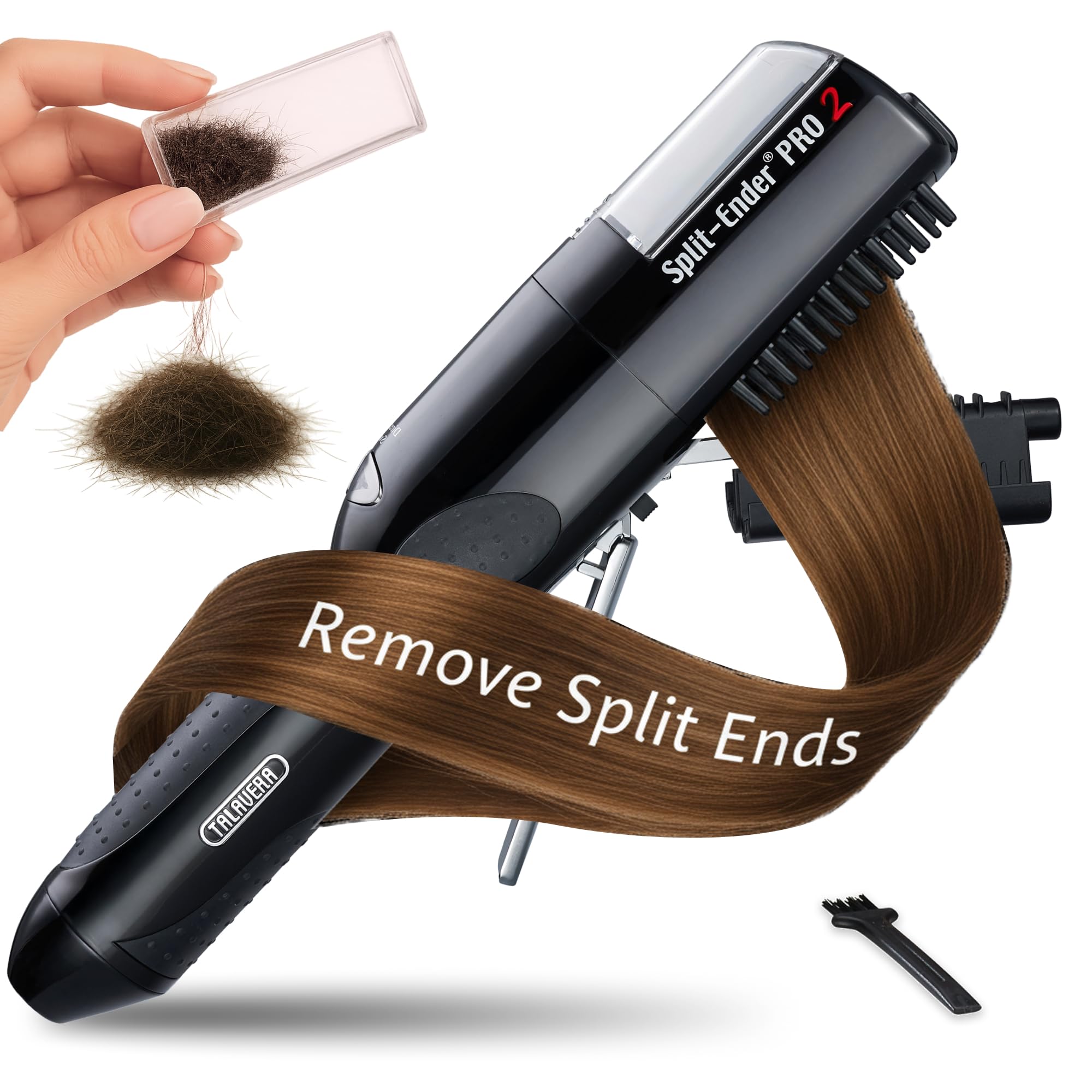 Split-Ender Pro 2 - Original Professional Beauty Tool - Cordless Split End Hair Trimmer for Damaged, Dry, Brittle, Frizzy, Curly or Straight Hair (Black)