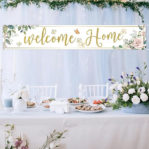 Miniatura 6 de Cartel de bienvenida a casa, cartel grande de reunión familiar de bienvenida, cartel de tela para el hogar, patio, porche, suministros de fiesta