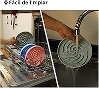 Vista 7 de Cuencos de Alimentación Lenta para Perros, Tazón de Rompecabezas para Cachorros de Silicona Apto para Lavavajillas y Microondas con Diseño Gris