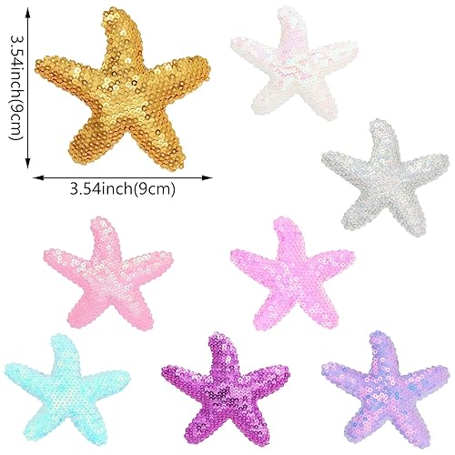 Miniatura 2 de 16 pinzas para el cabello con estrellas de mar, lentejuelas con purpurina y estrellas de mar, pasadores de pelo brillantes de cocodrilo, accesorios