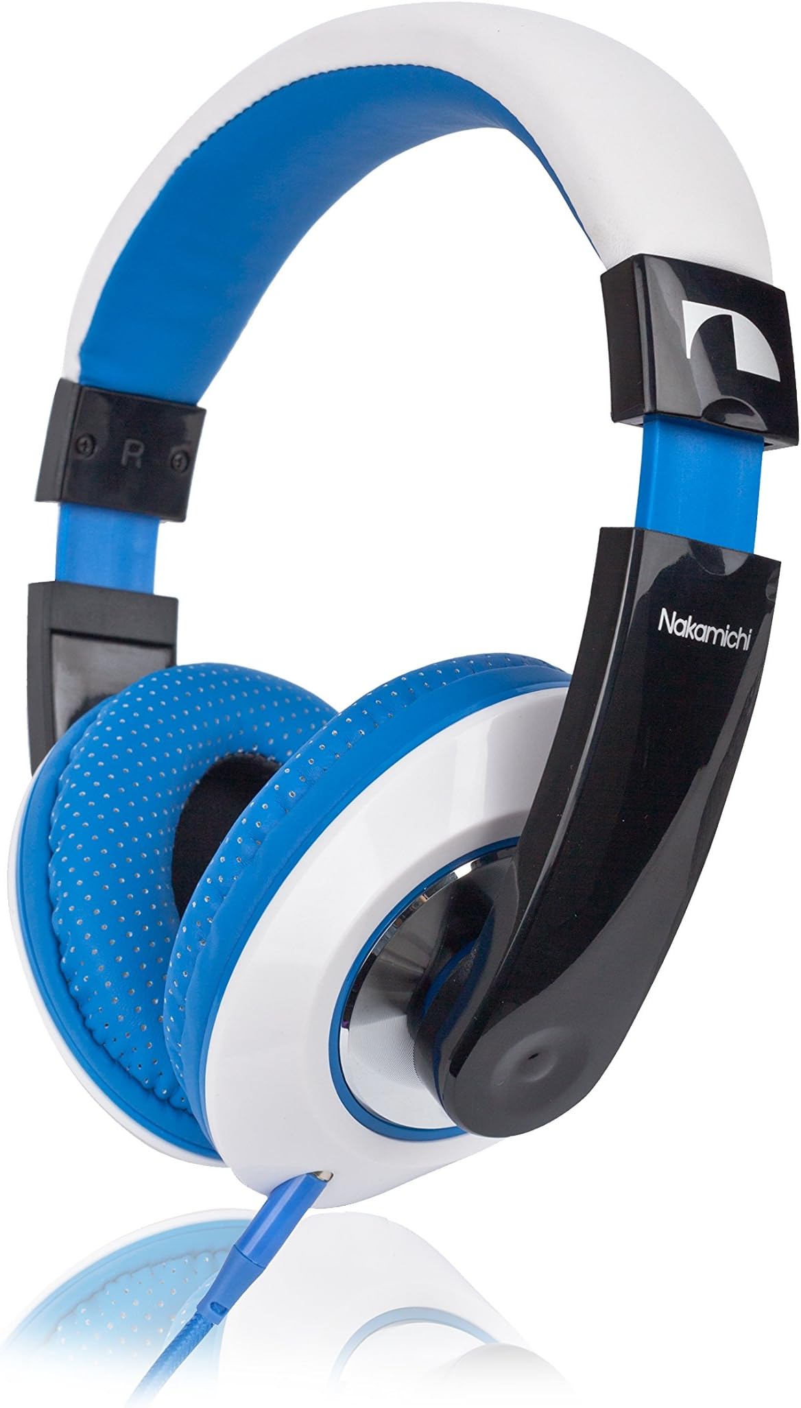Nakamichi NK780 Precision Sound Over The Ear Headphones With Mic Remote- Blue