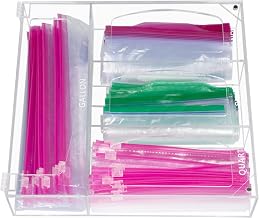 Aphbrada Ziplock Bag Organizer, Acrylic Baggie Bags Organizer Plastic Bags Dispenser Holder for Gallon Quart Sandwich & Snack, Compatible with Ziploc, Glad, Hefty Variety Size Bag (Clear)