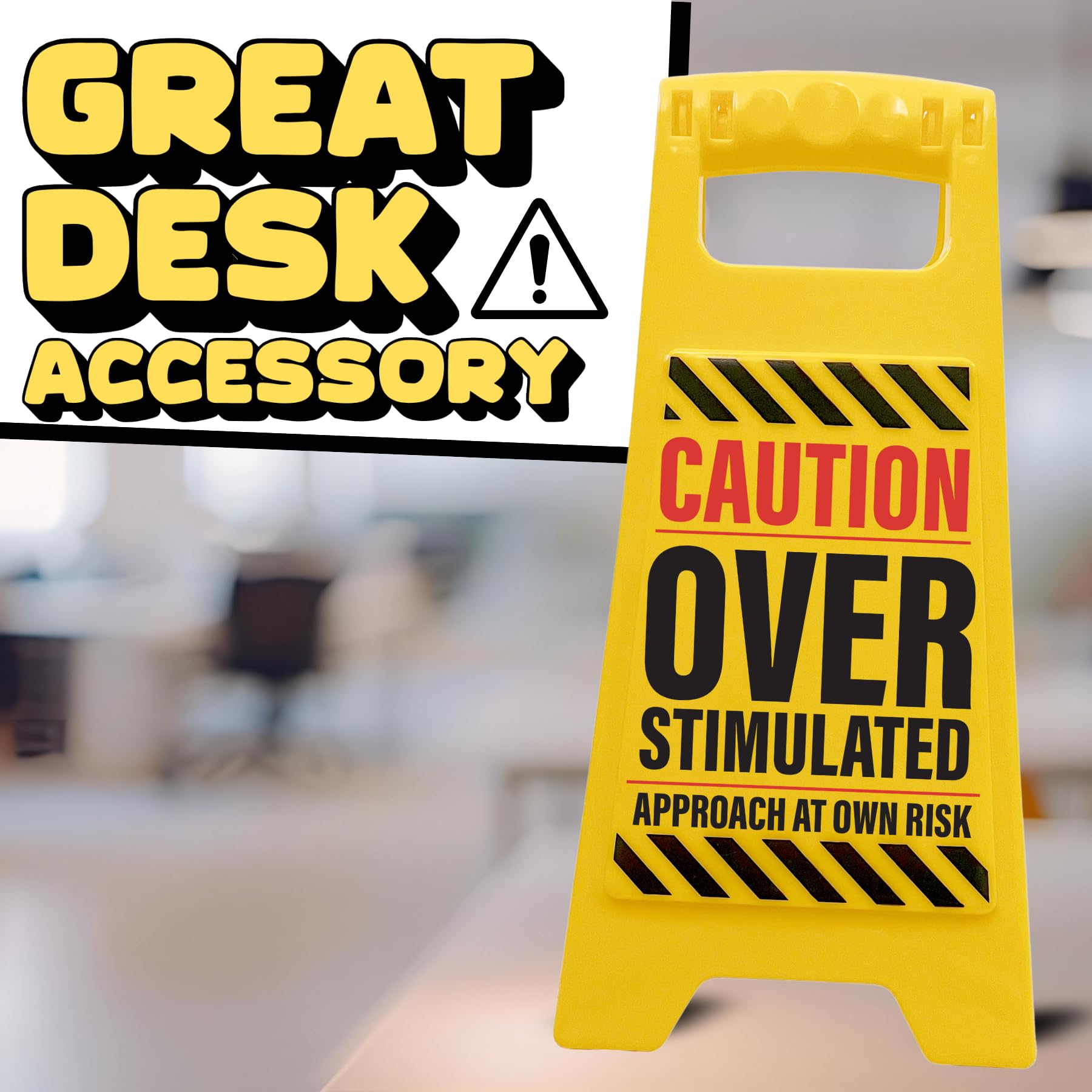 Boxer Gifts Overstimulated Approach at Own Risk Novelty Desk Sign, Funny Secret Santa Gift for Colleague - Image 2