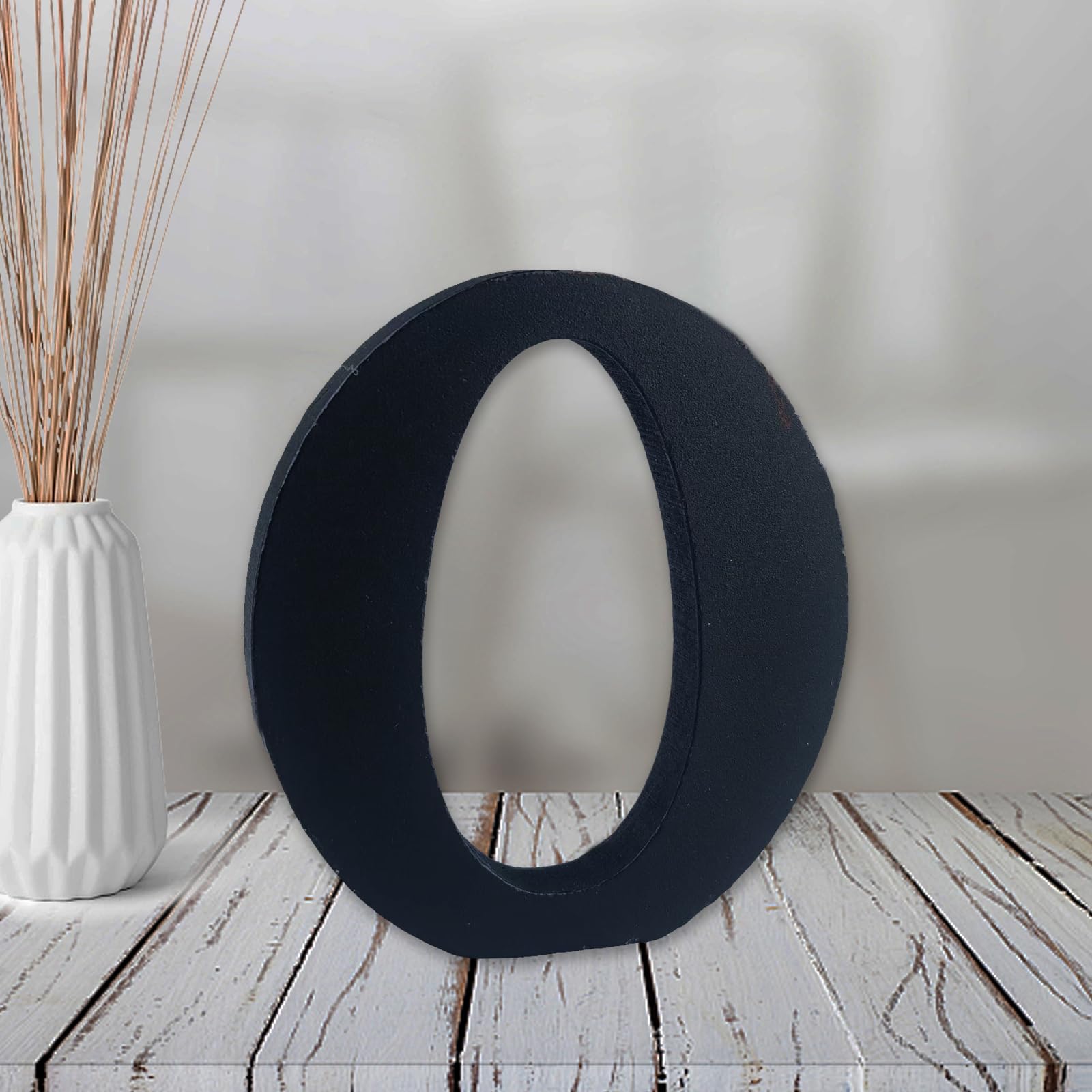AOCEAN 4 inch Black Wood Letters Unfinished Wood Letters for Halloween Decorative Standing Letters Slices Sign Board Decoration for Craft Home Party Projects (O)