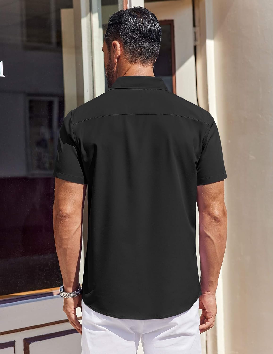 COOFANDY Mens Short Sleeve Button Down Shirts Wrinkle Free Dress Shirt for Men Business Casual Shirt with Pocket - Image 3