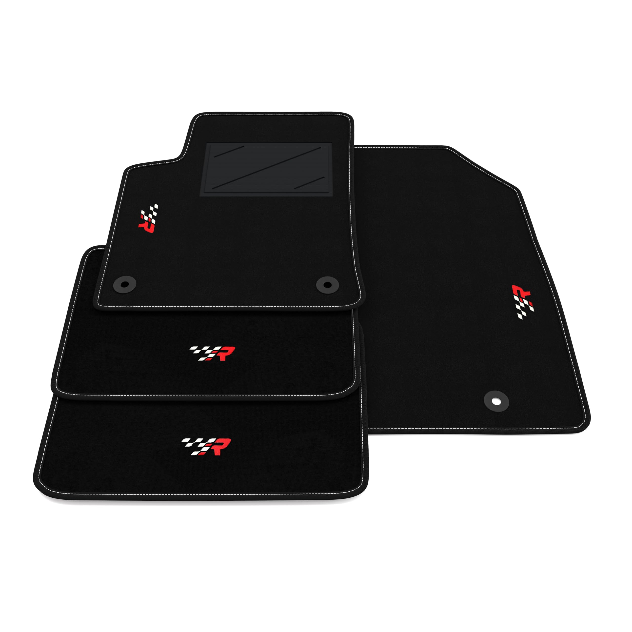 Set de Tapis de Voiture compatibles avec Opel Crossland 2017-2026 | Tapis sur Mesure en Moquette, Broderie R Racing, sur Mesure