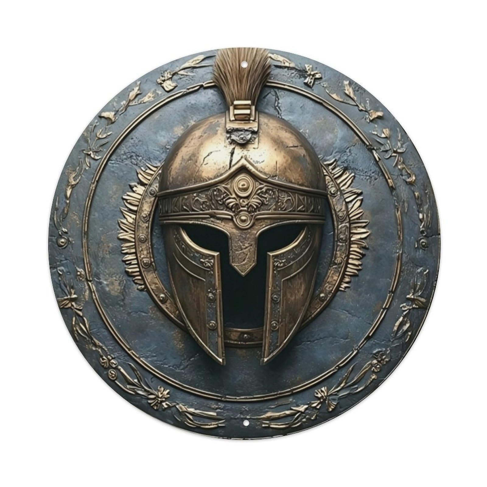 Ldfuieksufg Style Round Classic Roman Helmet Decor Wall Plaque Ancient Warrior Shield Sign Vintage Aluminium Metal Sign, Retro Wall Decor For Home, Bar, Garage & Farmhouse 20X20cm