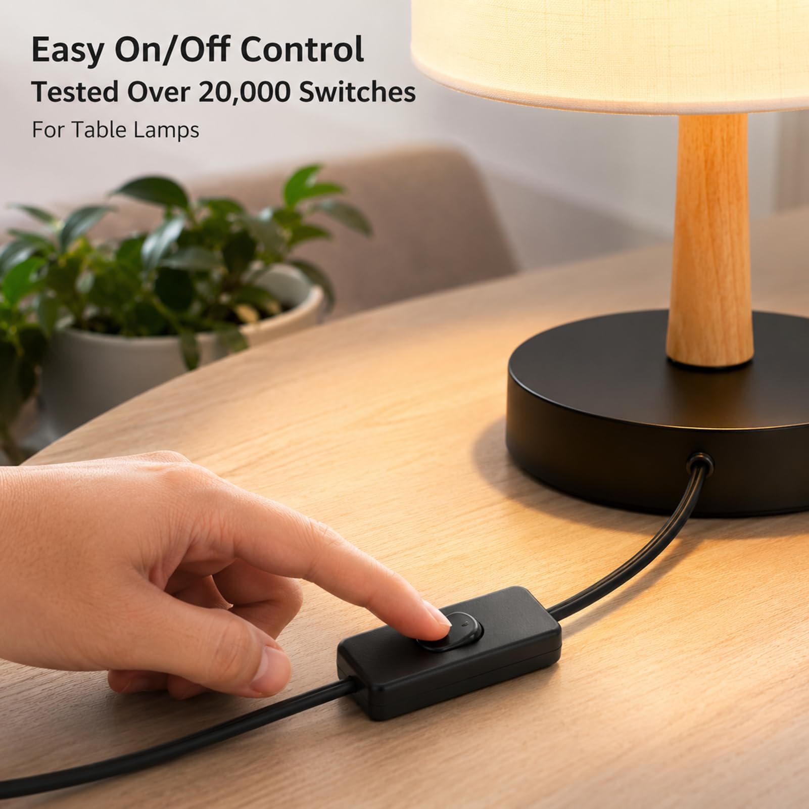 3 Stück Kabel mit Schalter und Stecker, Lampenkabel mit Schalter 1,8 m, Stromkabel Verlängerung für Lampen, Tischlampen Stehlampen Innenbereich PVC-Mantel Kupferkern 220V 100W Ein/Aus, DIY Beleuchtung