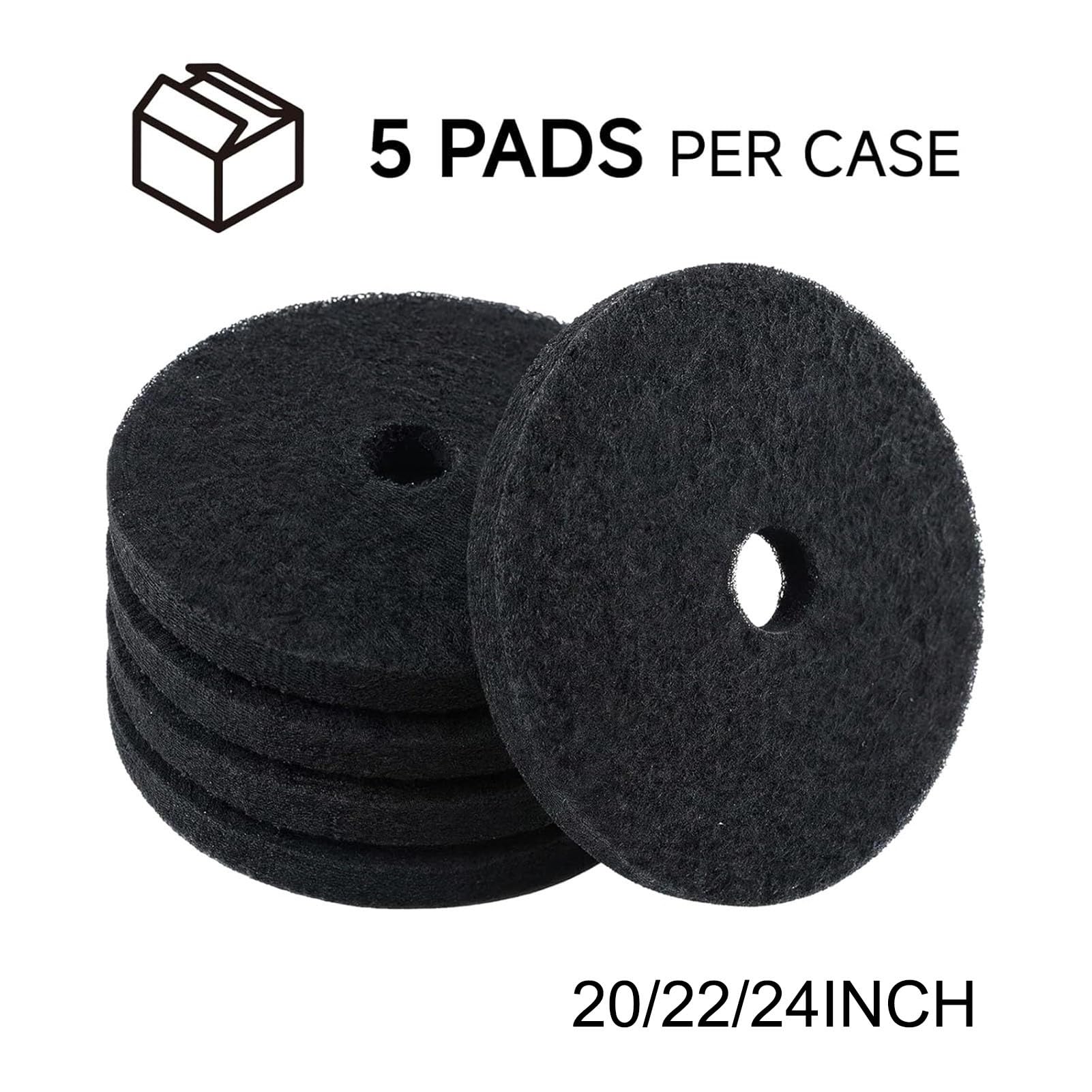5 Almohadillas Negras para Decapado Suelos, 20 A 24 Pulgadas, Uso Comercial Intensivo para Fregadoras, Pulidoras Y Otras Máquinas Suelos, para La Eliminación Cera Y Revestimientos.(20IN)