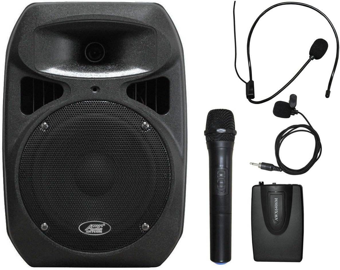 Audio 2000s 6408PA-BHL 8 Inch Woofer PA System One Handheld & One Bodypack Dual Channels