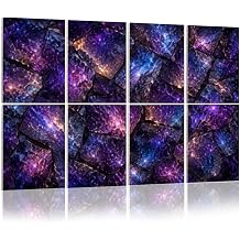 8 Pack Art Acoustic Panels Sound Absorbing Panels, 48x32 Inches Purple Galaxy Stone Cosmic Colors Decorative Acoustic Wall Panels Soundproofing Acoustic Panels