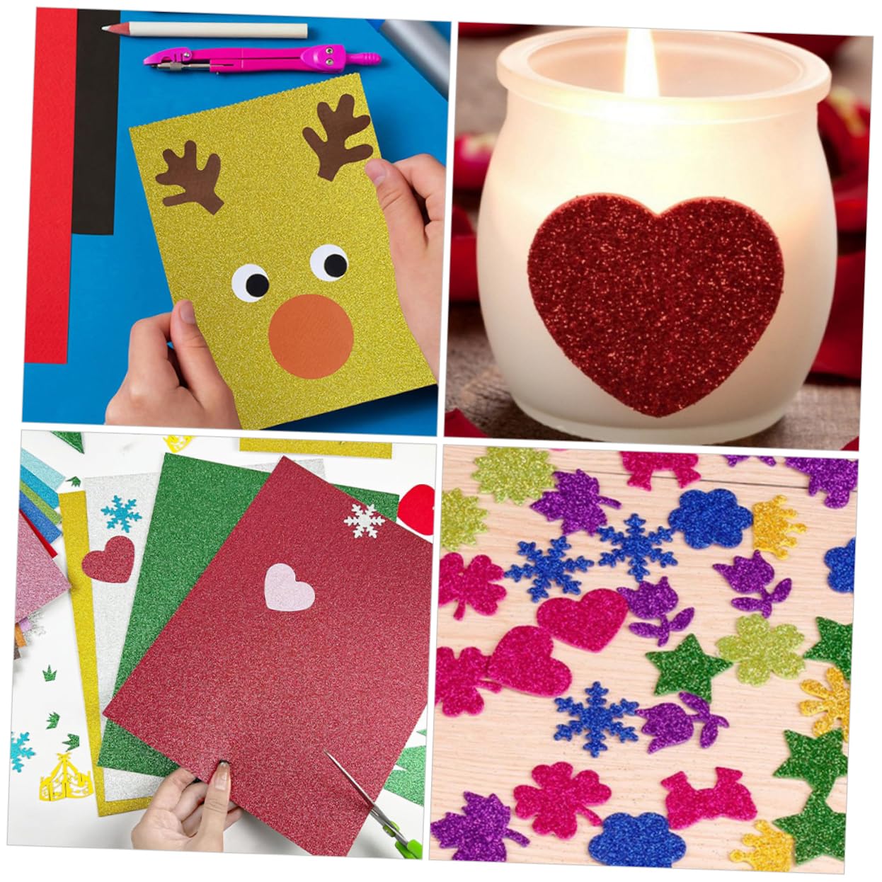 HOMSFOU Carta Cartoncino Glitterato A4 50 Pezzi Carta Lucida Materiale per Scrapbooking e Creazione Biglietti