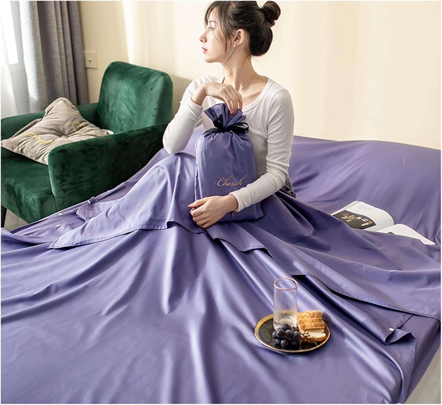 Sleeping Bag Liners Portable Adult Sleeping Bag, Camping Travel Hotel Sleeping Bag Sheets, Ultralight and Compact Single/Double Sleeping Bag Liner, for Four Seasons