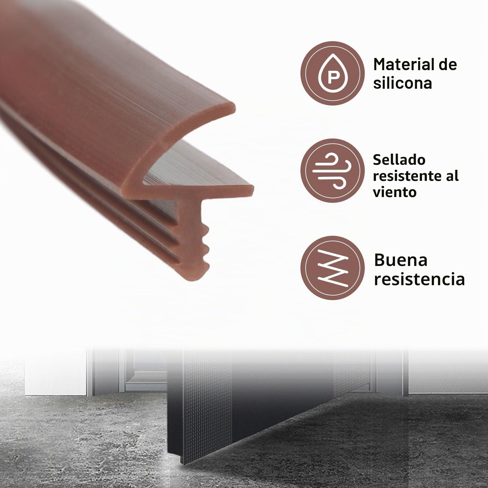Junta para puerta de habitación, 10m/25m, junta de goma para marco de puerta, 3mm de ancho de ranura, 12mm de ancho de pliegue, junta para marcos de puertas y ventanas (Marrón, 25M)