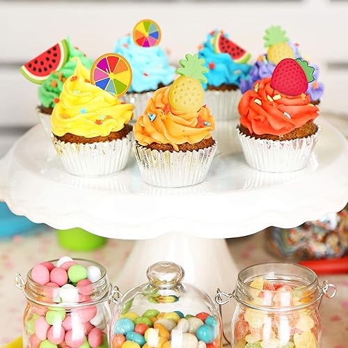 Miniatura 4 de Whaline Paquete de 4 moldes de silicona en forma de fruta, piña, naranja, sandía, fresa, chocolate, caramelo, molde para hornear, molde de hielo de