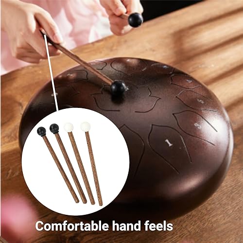 Miniatura 5 de 4 mazos de tambor de lengua de acero con cabezas de goma suave de 6.5 pulgadas, mazos suaves para principiantes y adultos, práctica y música curativa