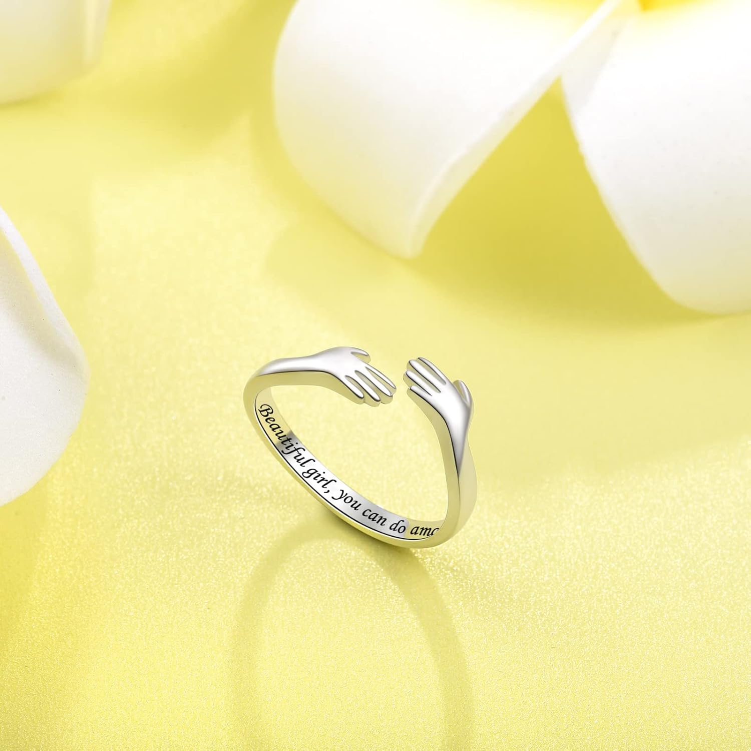 925 Sterling Silver Hug Rings for Women Silver Hugging Ring Jewelry Rings Always My Daughter Forever My Friend Ring for Teen - Image 2
