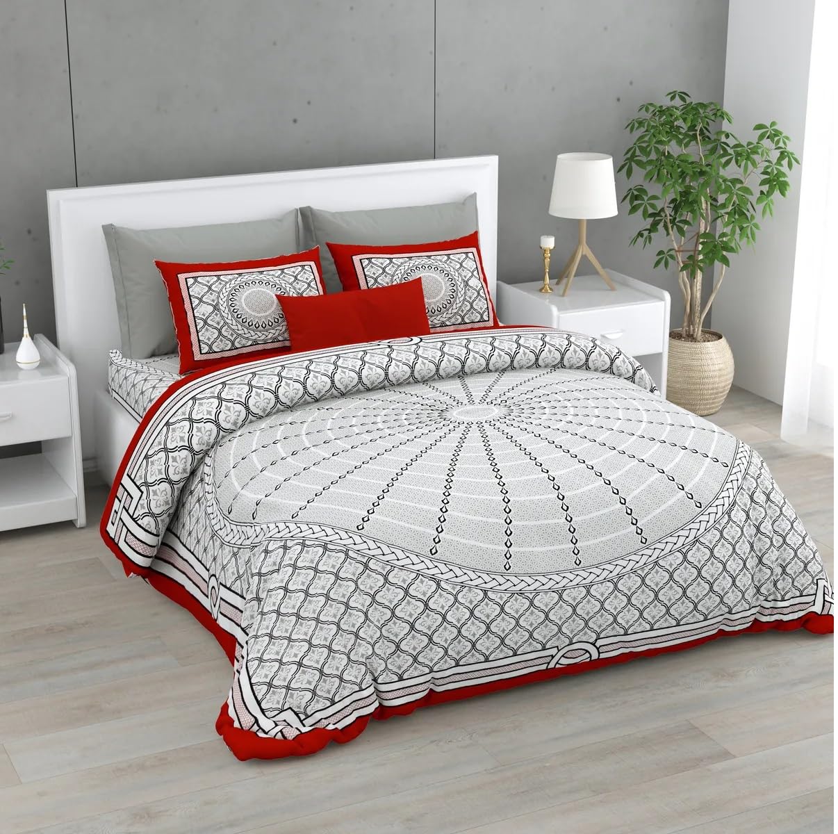 Jaipuri Block Print King Size Cotton Bedsheet Set -18