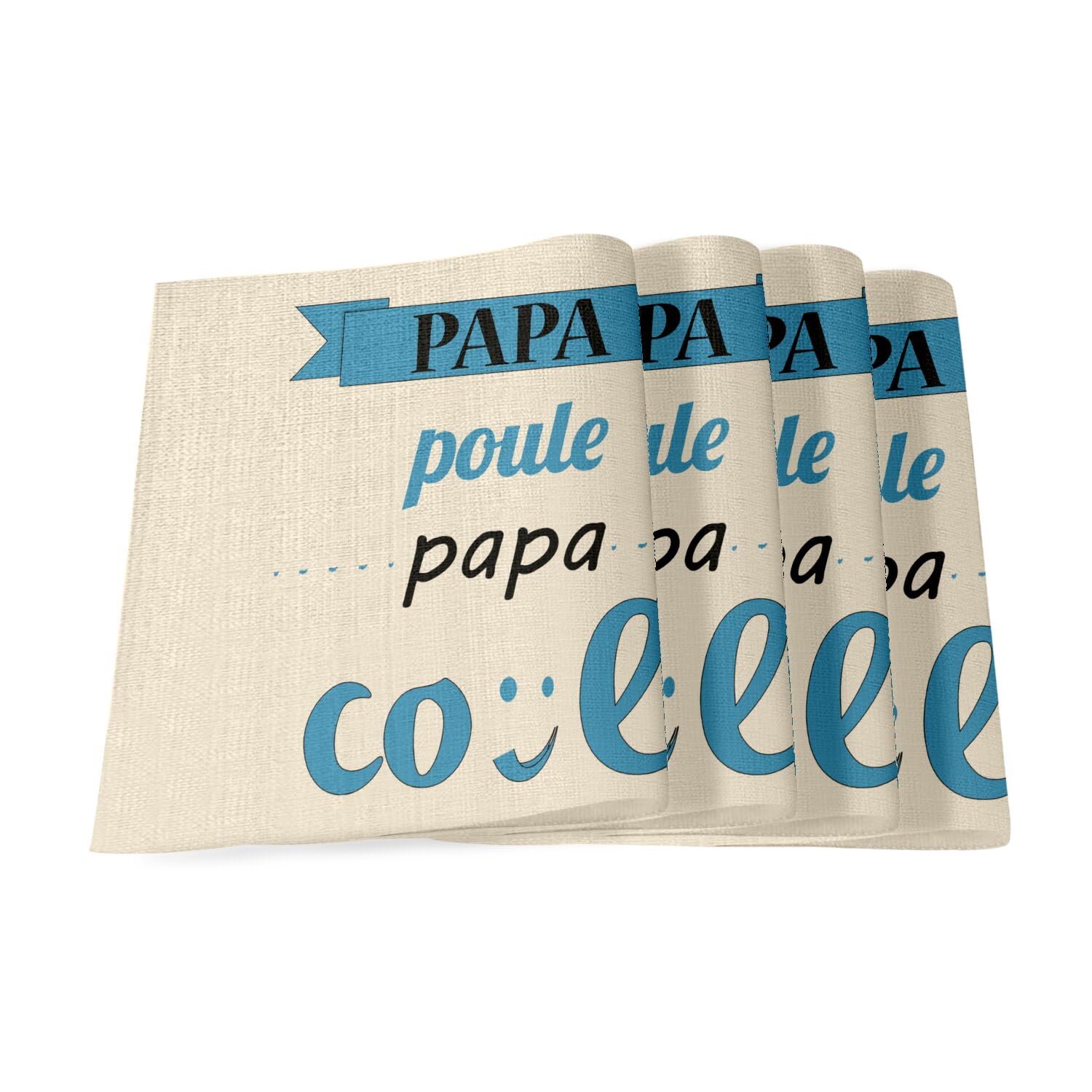 Sets de table en lin haut de gamme grand format bleu