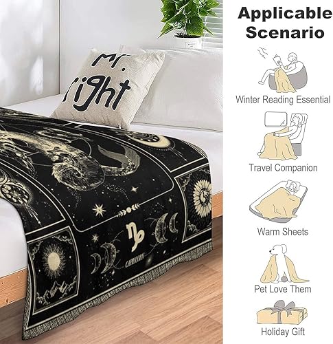 Miniatura 6 de Capricornio - Manta de constelación de astrología, manta de microfibra ligera, regalo de cumpleaños, graduación para mamá, para mujeres y hombres,