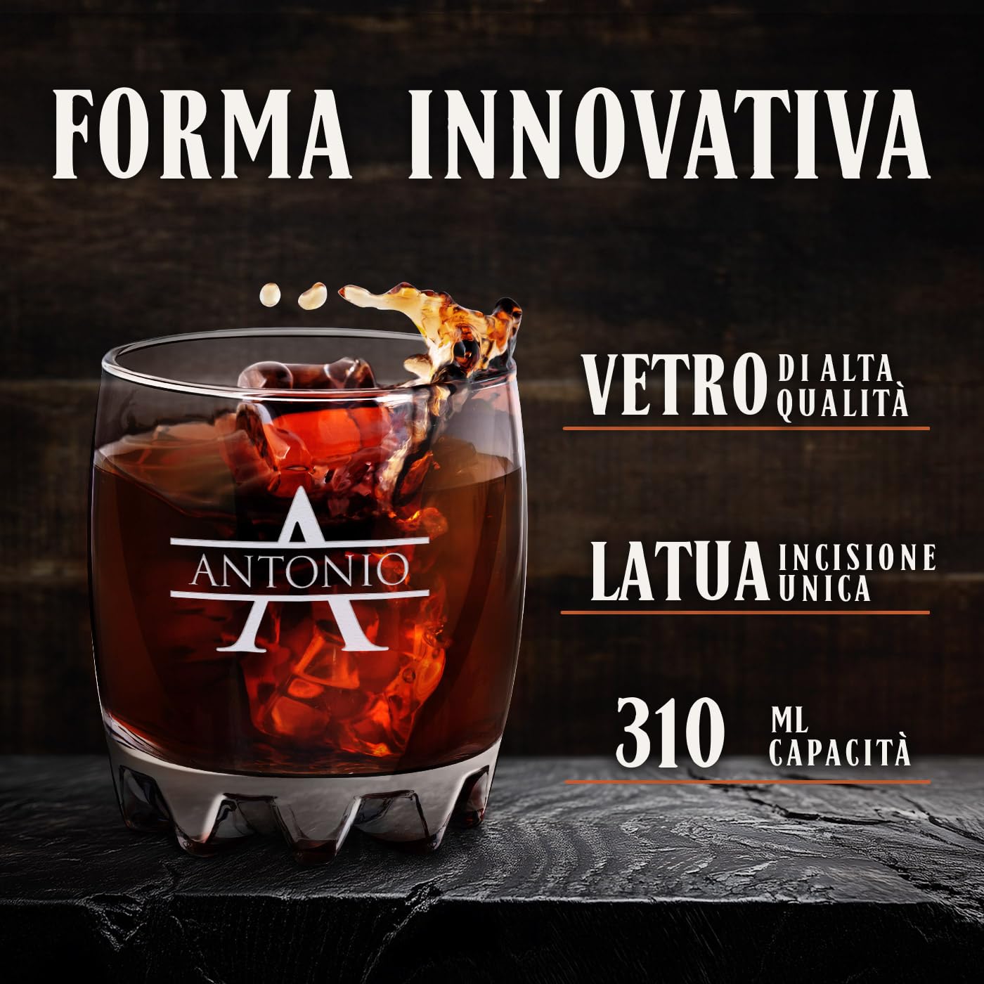 Bicchiere Per Whisky In Vetro Maverton 310ml - Con Incisione Personalizzabile - Regalo Elegante Per Compleanni E Occasioni Speciali