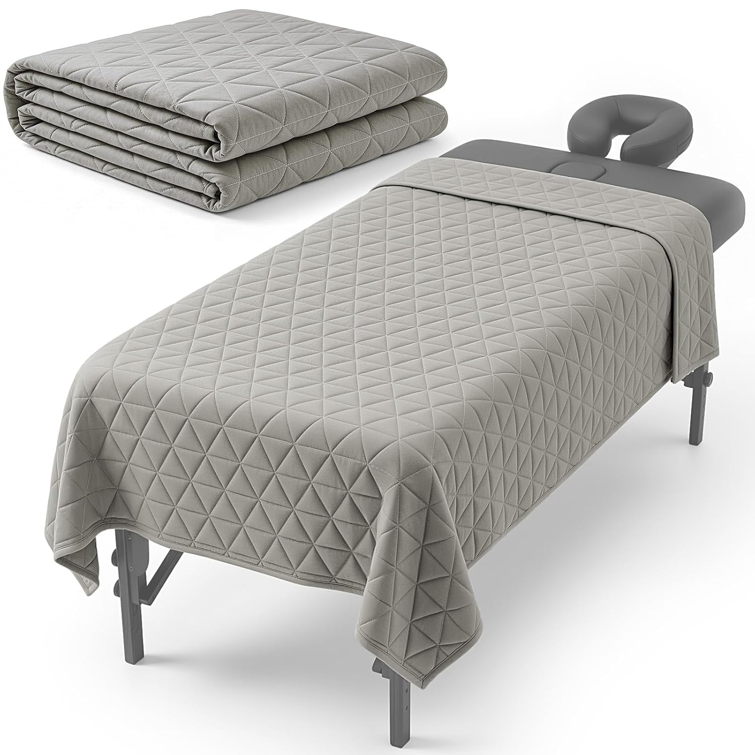 60" x 90" Massage Table Blanket Microfiber Quilted Blanket for Spa Bed Beauty Salon Estheticians Home Bed Sofa Reversible Lightweight Machine-washable Hypoallergenic(Tin)