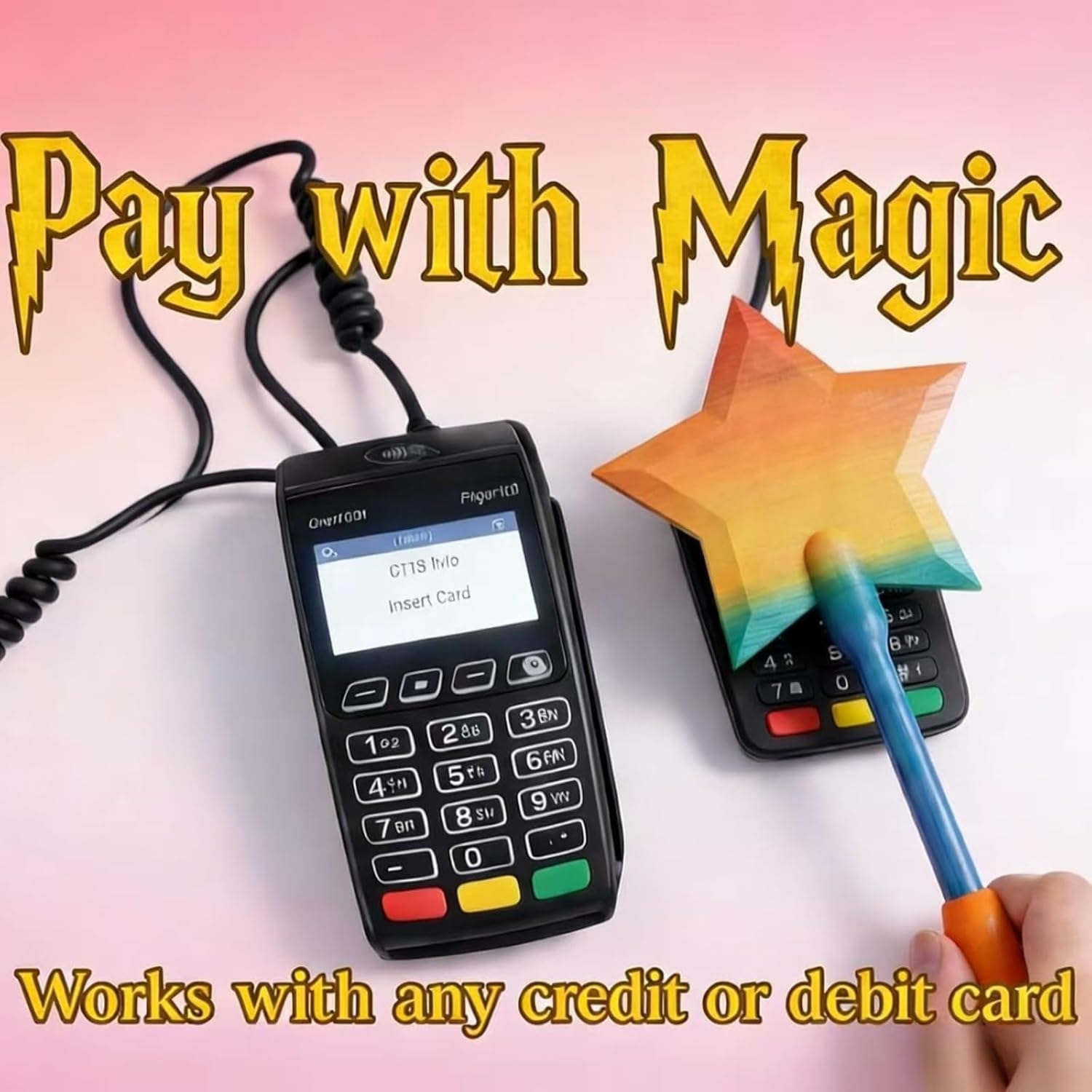Genérico 3D Printed Fairy Wand Card Holder,3D Printed Wand Taps To Pay,Magic Contactless Payment Holder Taps, Contactless Payment Cards Holder for Teens Adults Cosplay Magicians Performers (Color-A)