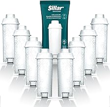 Sillar Set of 8 Water Filters for Delonghi Coffee Machines DLSC002, SER3017 & 5513292811 - Compatible with Coffee Machines ECAM, ESAM, ETAM | Water Filter Activated Carbon Cartridge