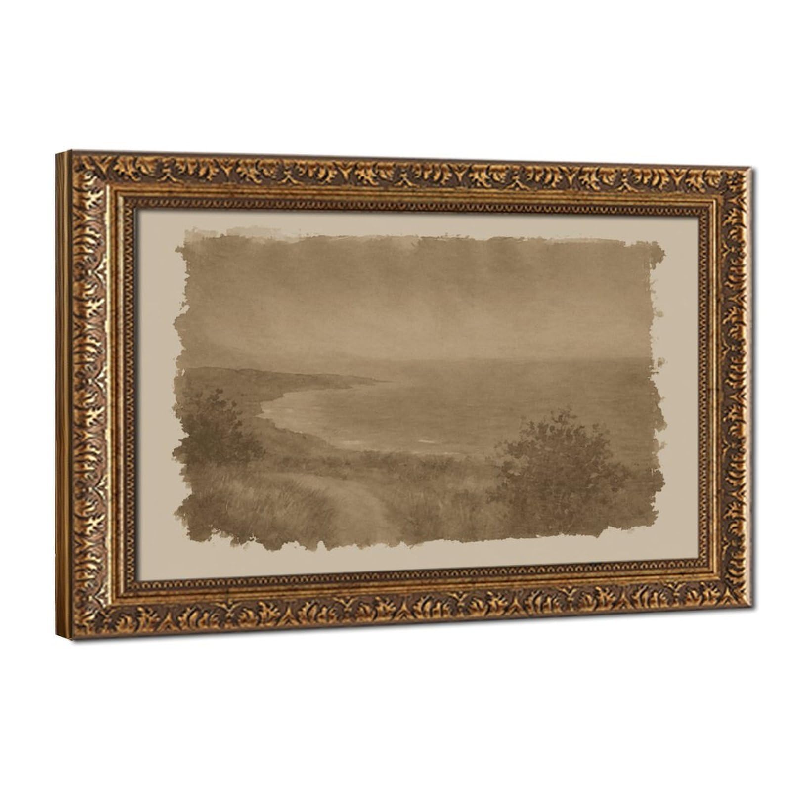 AYINUER Misty Coastal Serenity Canvas Poster for Living Room Decor Gift