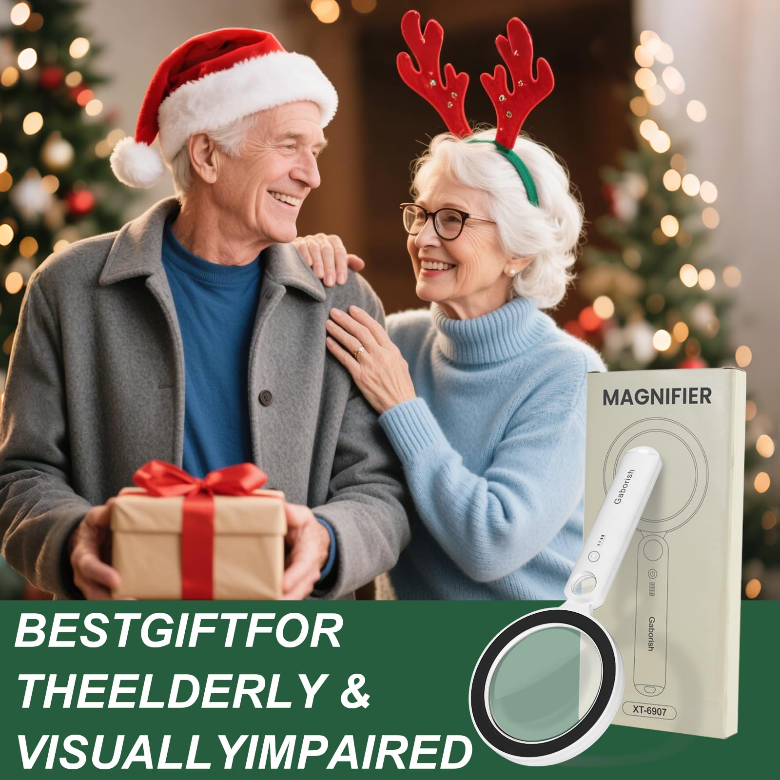 Lupa con luz, lupa de mano de cristal real de 10 x 30 aumentos con 36 luces LED, 5 modos de color regulable, recargable, para lectura de personas mayores, inspección (blanco y negro)
