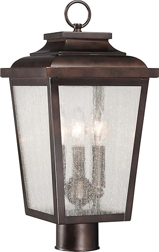 Minka Lavery 72176-189 Irvington Manor - Farol exterior de aluminio para postes de cristal, 3 luces, 180 vatios totales, 18 pulgadas de alto x 9