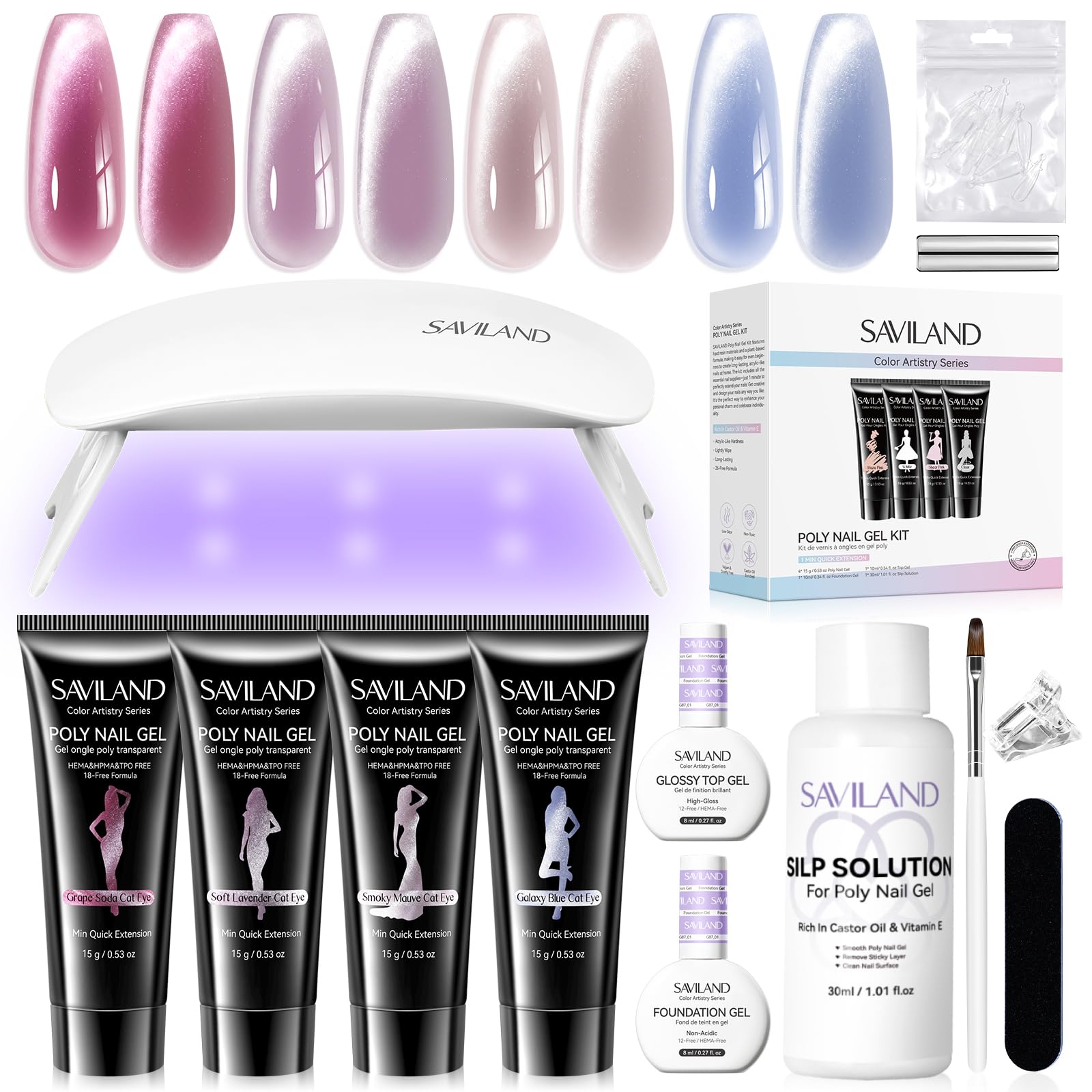 SAVILAND Hema-Free Poly Gel Set per Unghie 4 Tonalità di Viola