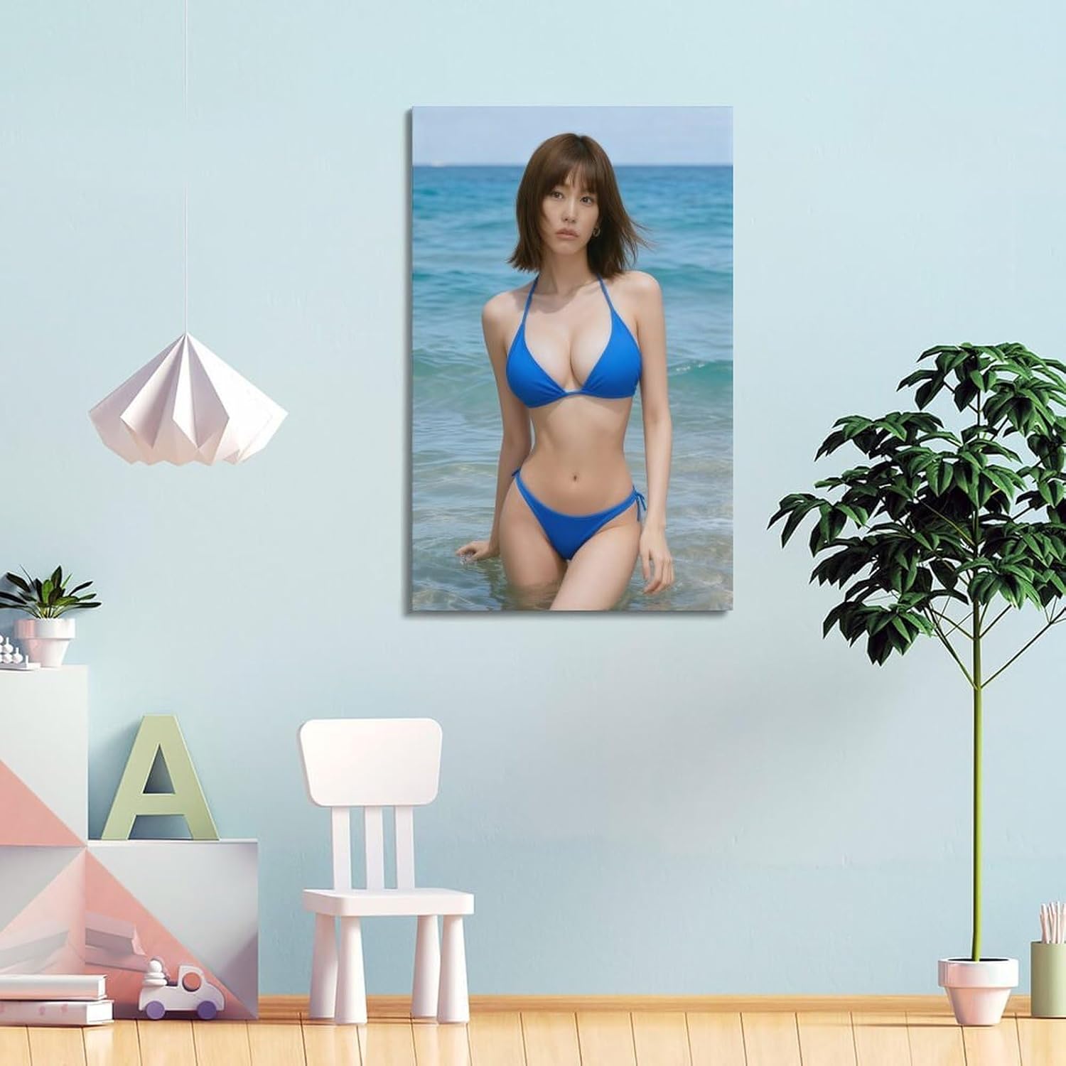 桐谷美玲 アートポスターキャンバスの壁画の現代芸術掛かるソファの背景画24x36inch(60x90cm)