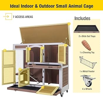 y⭐︎Rabbit Amazon.com : Aivituvin Rabbit Hutch Bunny Cage with Wheels